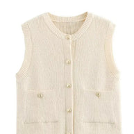 Damen Strickjacke mit Knopfdetails und dekorativen Taschen WW