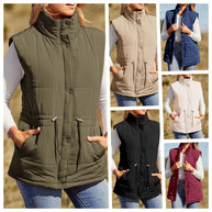 Damen Steppweste mit hohem Kragen und praktischen Reißverschlusstaschen WW