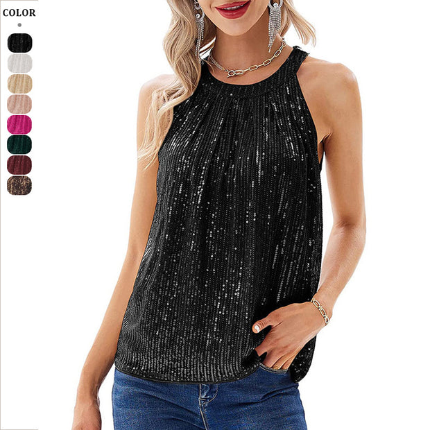 Damen Glitzerndes Oberteil mit eleganter Rüschen- und Schimmerstruktur WW