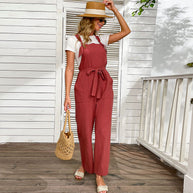 Damen Jumpsuit mit weitem Bein und elegantem Taillengürtel WW