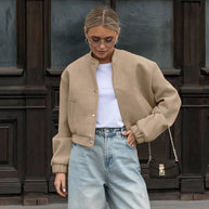 Damen sportliche cropped Jacke mit praktischen Taschen und hochwertigem Material WW