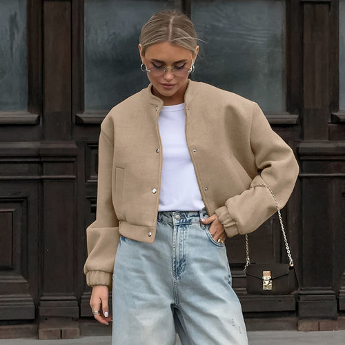 Damen sportliche cropped Jacke mit praktischen Taschen und hochwertigem Material WW