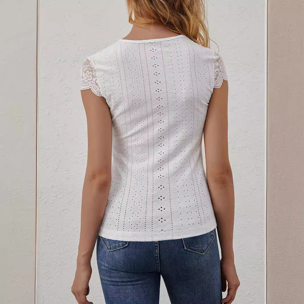 W&W Mode | Spitzen-Einsatz Slimming T-Shirt