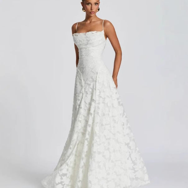 Damen Elegante Spitze A-Linie Abendkleid WW