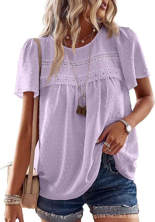Damen Bluse mit besticktem Kragen und Rüschendetails W&W Mode