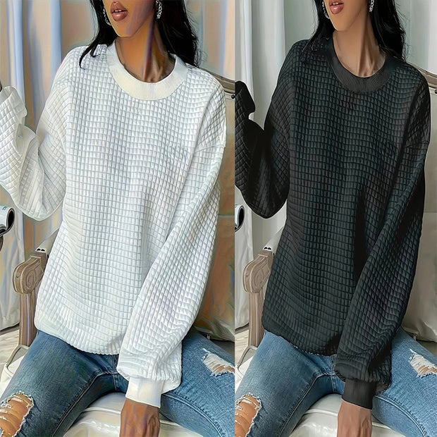 Damen Pullover mit strukturiertem Waffeldesign und lässigem Schnitt WW