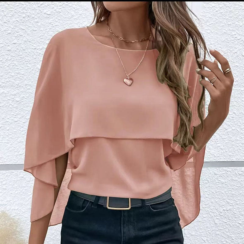 Damen Stilvolles Oberteil mit fließendem Schnitt und elegantem Überwurf WW