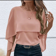 Damen Stilvolles Oberteil mit fließendem Schnitt und elegantem Überwurf WW