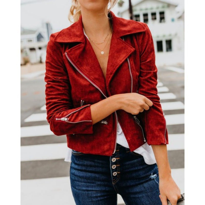 Damen Bikerjacke im modernen Wildleder-Look WW