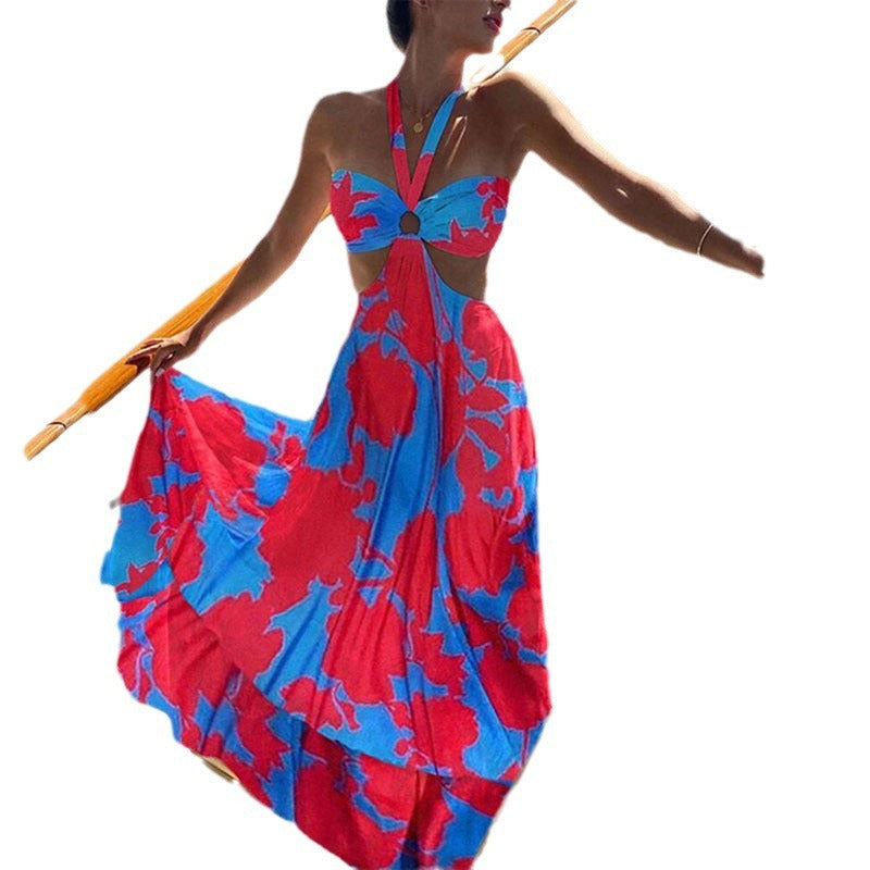 Damen Maxikleid mit frechem Cut-Out und dekorativem Ringelement WW