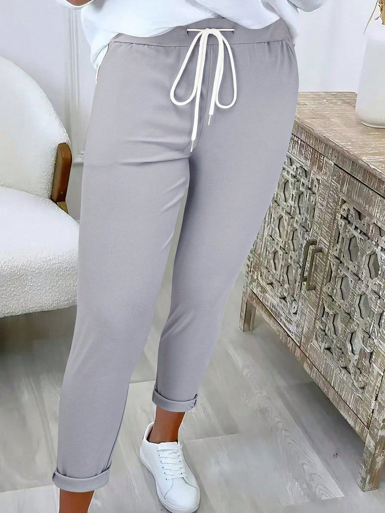 Damen Freizeit-Hosen mit elastischem Bund und Kordelzug WW