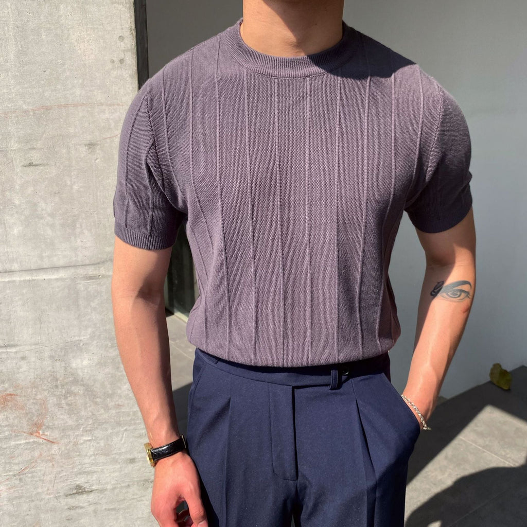 WW | Kurzärmliges Gestreiftes Strickpolo Für Herren