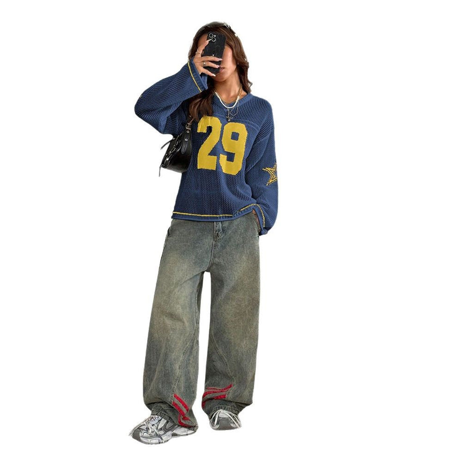 Damen Sportliches Oversized Netzoberteil mit tiefem Rückenausschnitt WW