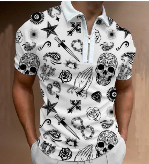 Herren Poloshirt mit maritimem Motiv und modernem Reißverschluss WW
