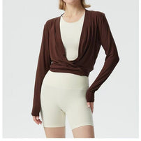 Damen sportliche Langarmjacke mit Wickeldesign und elastischem Bund WW