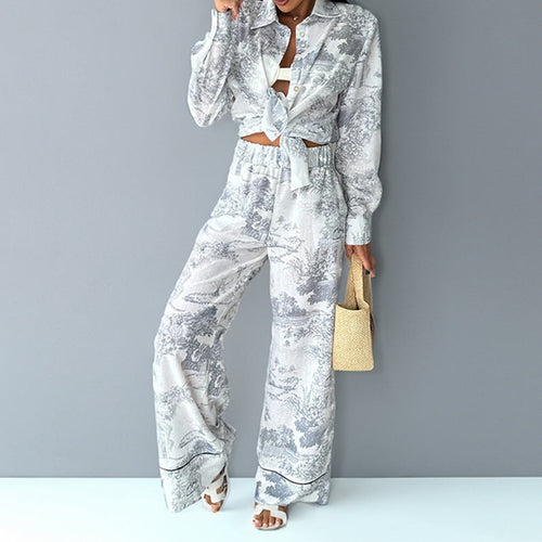 Damen Elegante und bequeme Pyjama-Anzug mit einzigartigem Floral-Design W&W Mode