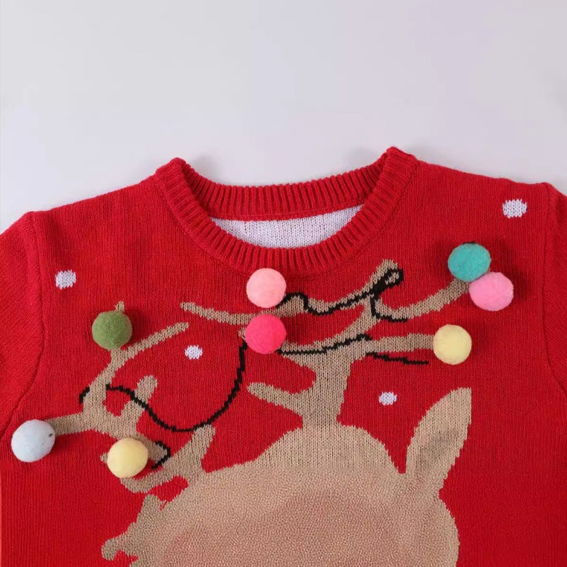 Damen Weihnachts-Pullover mit 3D-Rentier-Motiven WW