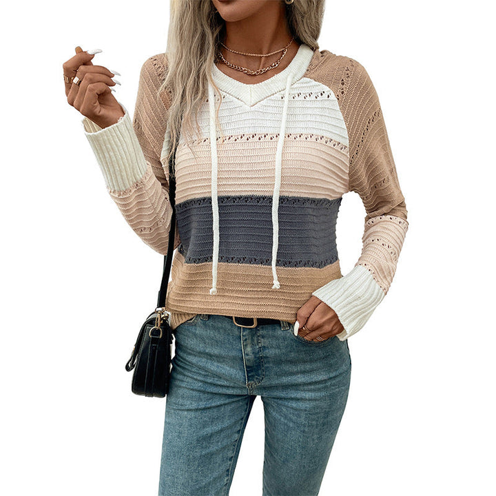 Damen lässiger Pullover mit strukturiertem Muster und Kapuze W&W Mode