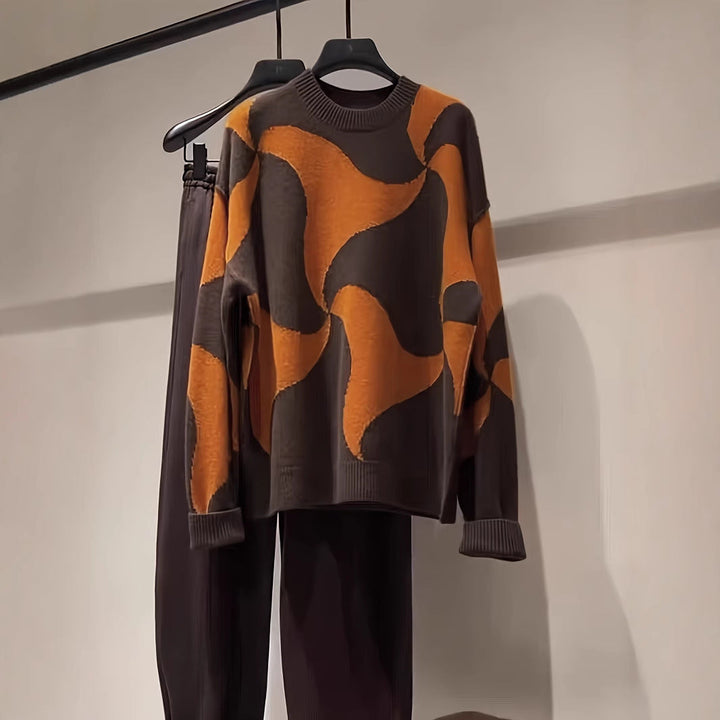 Damen Übergroßer Pullover mit einzigartigem Muster W&W Mode