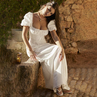 Damen Maxikleid mit Puffärmeln und romantischem Rüschendetail W&W