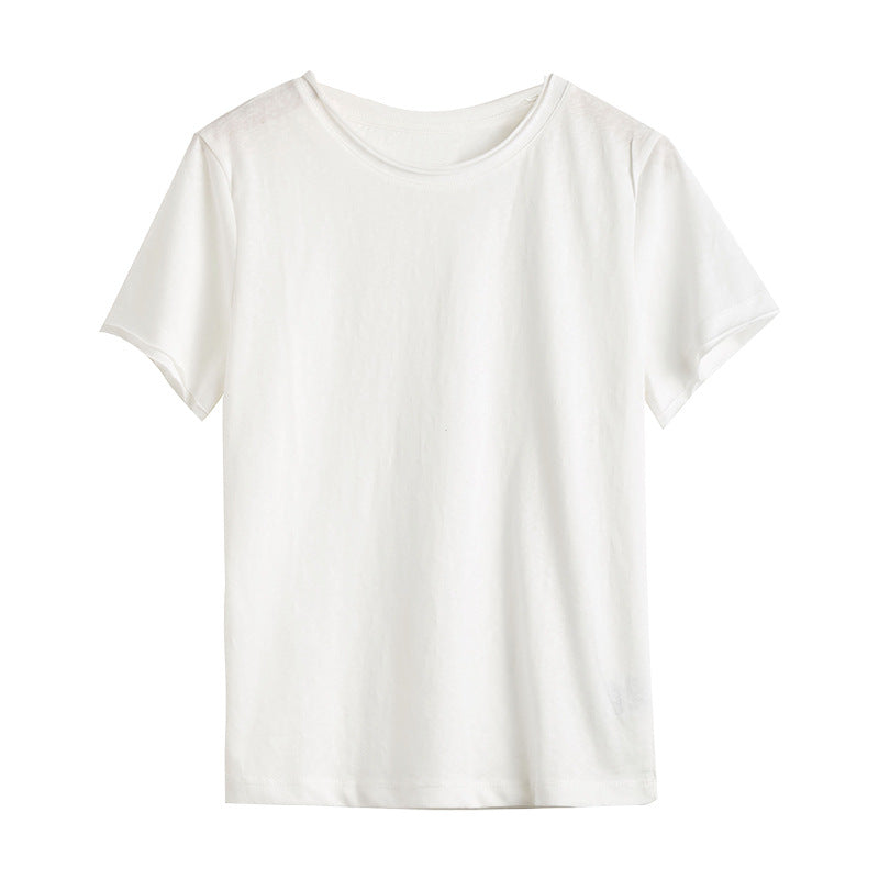 Damen Basic T-Shirt aus weicher Baumwolle mit Rundhalsausschnitt WW