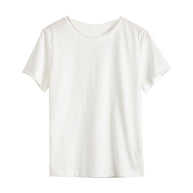 Damen Basic T-Shirt aus weicher Baumwolle mit Rundhalsausschnitt WW
