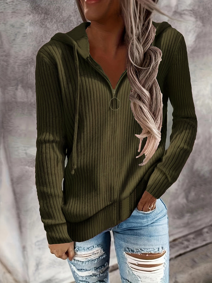 Damen Hoodie mit Reißverschluss und lässigem Rippenstrickdesign W&W Mode