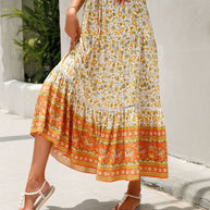 Damen Sommer-Rock mit floralen Mustern und voluminösem Saum WW