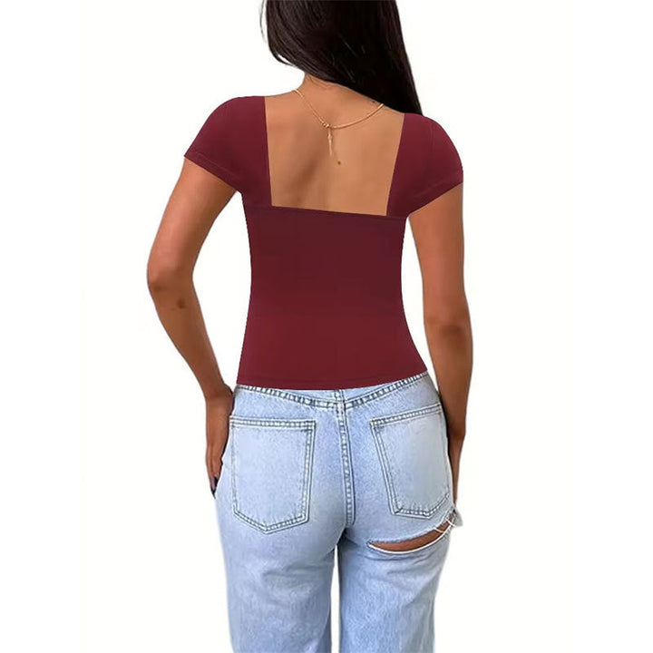 Damen Oberteil mit modernem Herz-Ausschnitt und schickem Schnitt W&W Mode