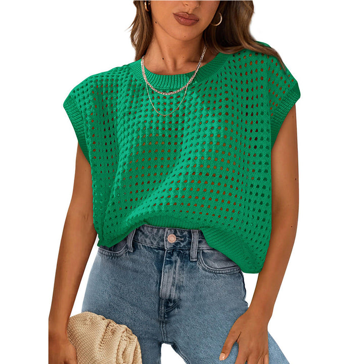 Damen lässiges Strickoberteil mit luftiger Netzstruktur W&W Mode