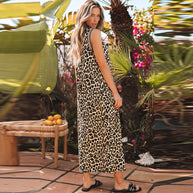 Damen Maxikleid mit modernem Leo-Print und praktischen Taschen WW