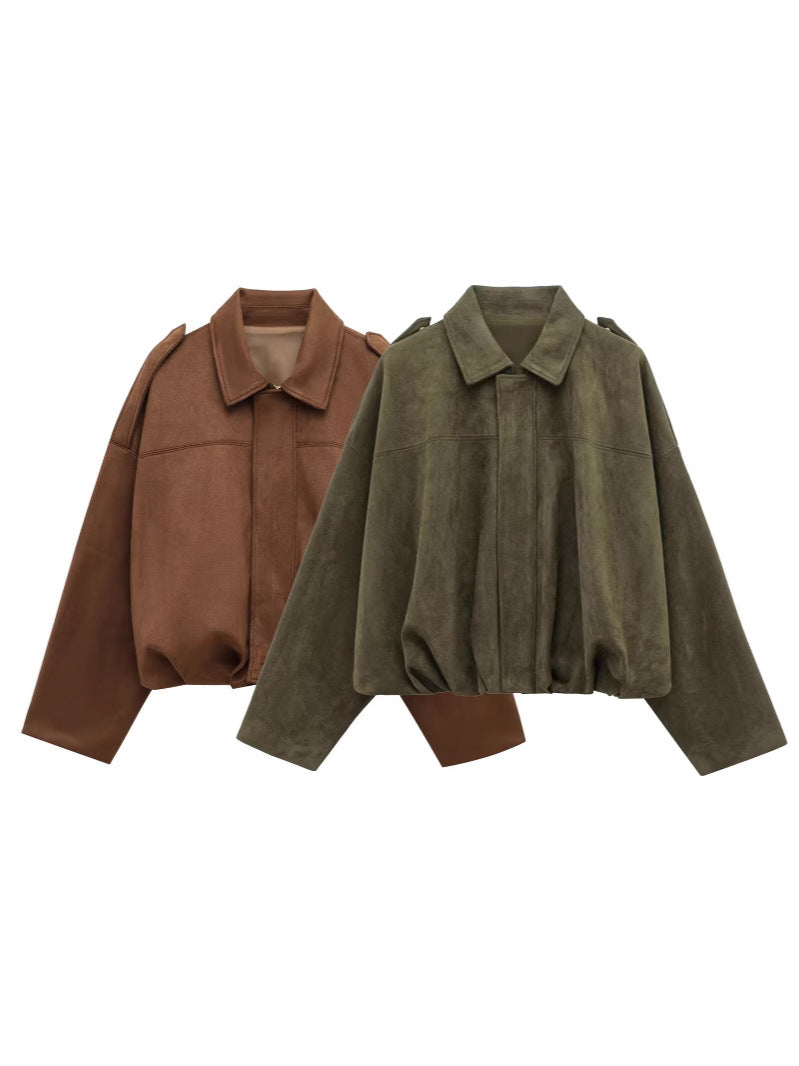 Damen Oversized Wildleder Utility Jacke WW