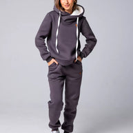 Damen Sportliches Hoodie-Set mit hohem Kragen WW