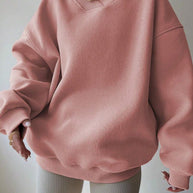 Damen oversized V-Ausschnitt Sweatshirt WW