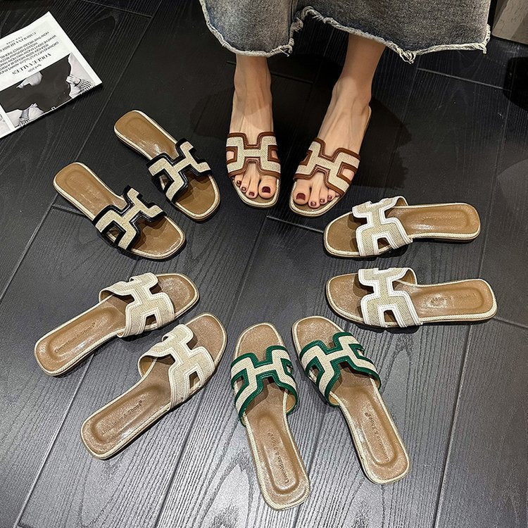 Damen Modische Slipper mit raffinierter Riemenkonstruktion WW