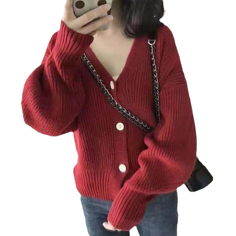 Damen Bequeme Strickjacke mit weiten Ärmeln und dezentem Rippdesign WW