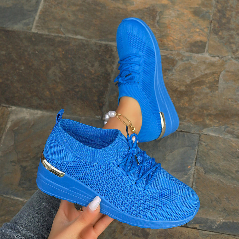 Damen bequeme Sport-Sneaker mit atmungsaktivem Obermaterial und eleganter Plateausohle WW