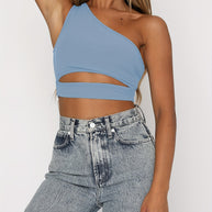 Damen Crop-Top mit asymmetrischem Design und Cut-Out-Details WW