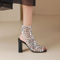 Damen Statement Transparente Stiletto Stiefeletten WW