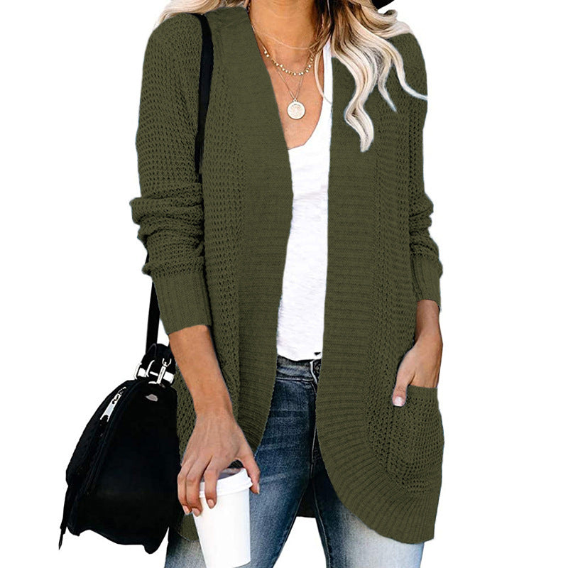 Damen Strickjacke mit offener Front und praktischen Seitentaschen WW