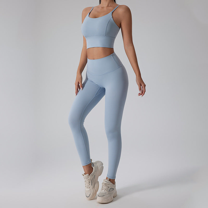 Damen Sportliches Set mit figurbetontem Top und Hochbund-Leggings WW