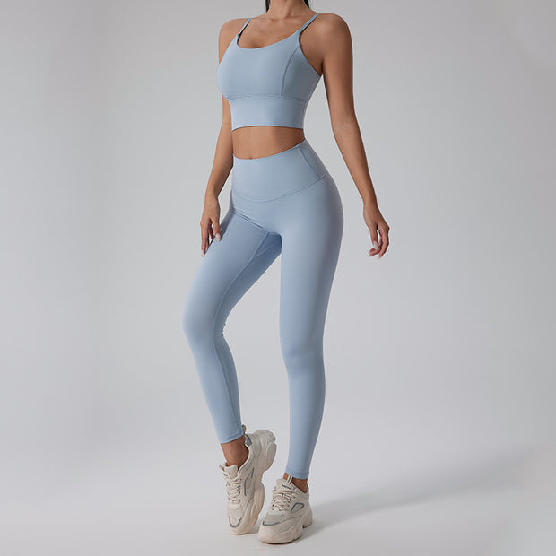 Damen Sportliches Set mit figurbetontem Top und Hochbund-Leggings WW