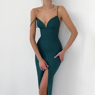 WW | Midikleid Mit V-ausschnitt Und Spaghettiträgern