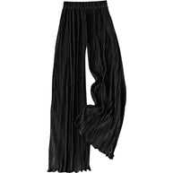 Damen plissierte Sommerhose mit hohem Bund und elastischem Taillenbund WW