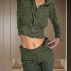 Damen Strickanzug mit Reißverschluss und weitem Bein WW