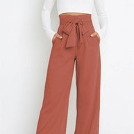 Damen elegante weite Stoffhose mit Taillengürtel WW