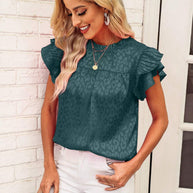 Damen Bluse mit modischen Rüschendetails und elegantem Leopardenmuster WW