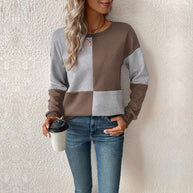 Damen Sweatshirt mit geometrischem Patchwork-Design WW