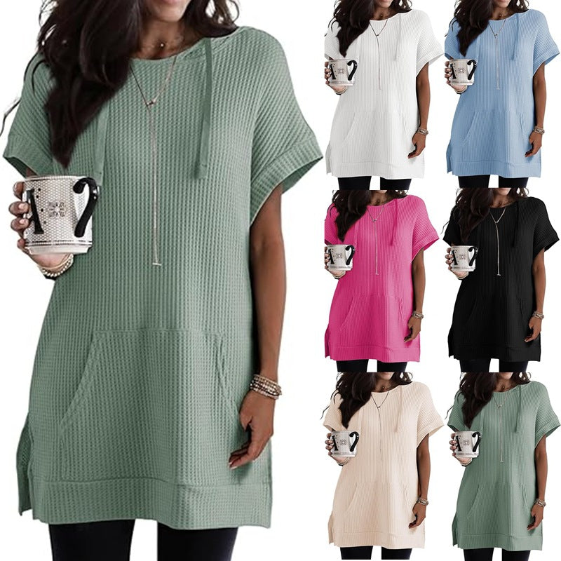 Damen lässiges Hoodie-Kleid mit praktischer Kängurutasche und Relaxed-Fit WW