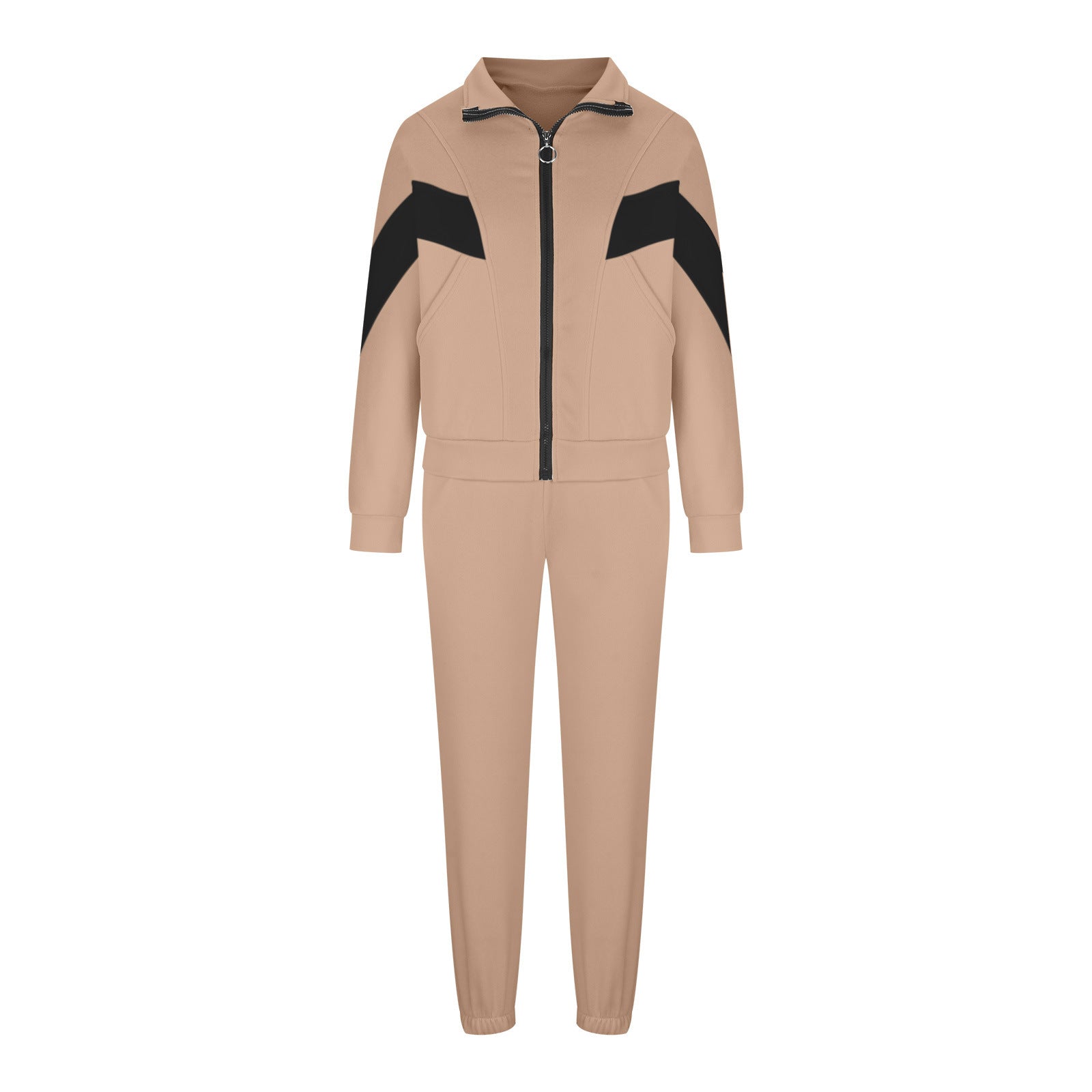 Damen sportlicher Funktionsanzug mit Reißverschluss und modernen Farbblocks WW